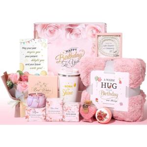 imagePULIDIKI Birthday Gifts for Women Unique Birthday Gifts Basket for Women Thoughtful Birthday Gifts for Mom Wife Sister Best Friend Her Self Care Box Relaxing Gifts Set Sage GreenPink