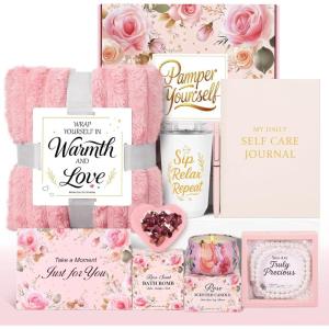 imageSelf Care Gifts for Women Get Well Soon Gift Baskets Unique Birthday Gifts for Women Spa Care Package Gift Box Relaxing Thinking of You Gift for Mom Her Sister Best Friend Girlfriend PinkRose