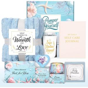 imageSelf Care Gifts for Women Get Well Soon Gift Baskets Unique Birthday Gifts for Women Spa Care Package Gift Box Relaxing Thinking of You Gift for Mom Her Sister Best Friend Girlfriend PinkBlue